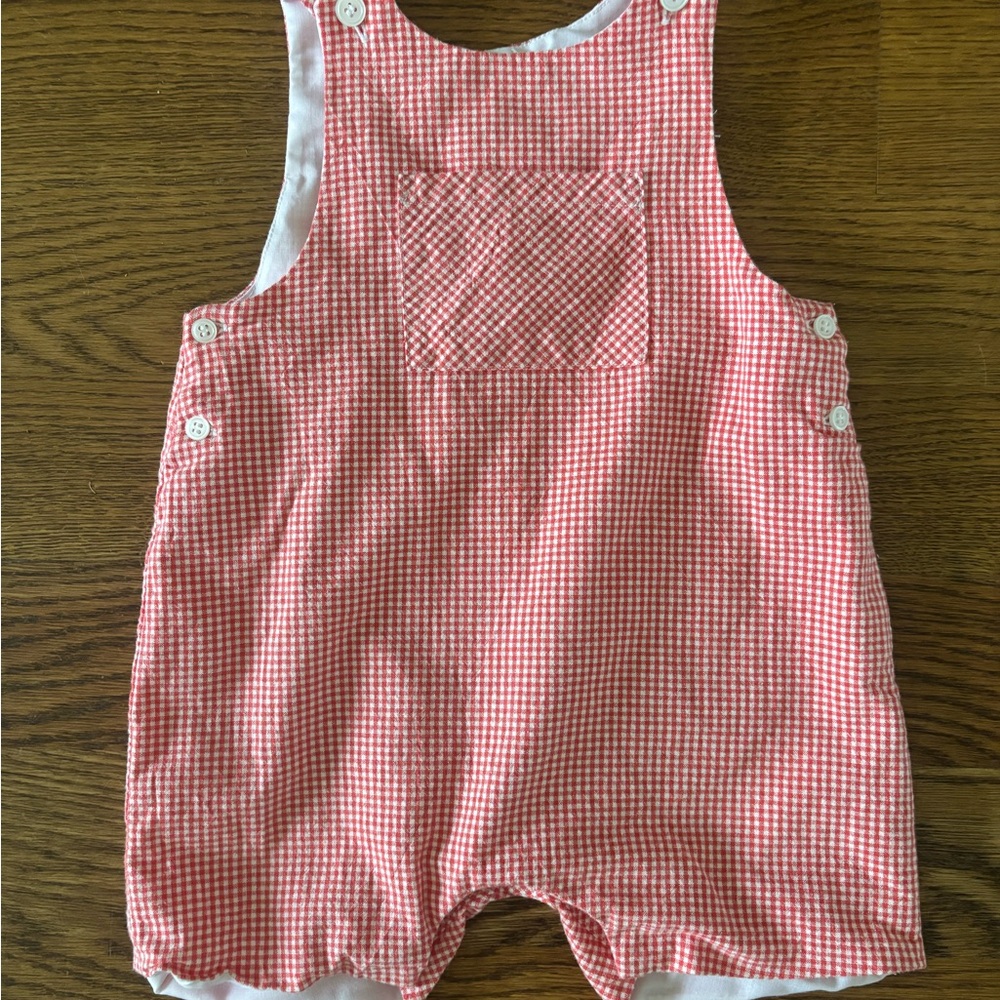 Orange Gingham Kids Overalls